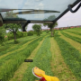 Mähstreifen aus dem Traktor fotografiert